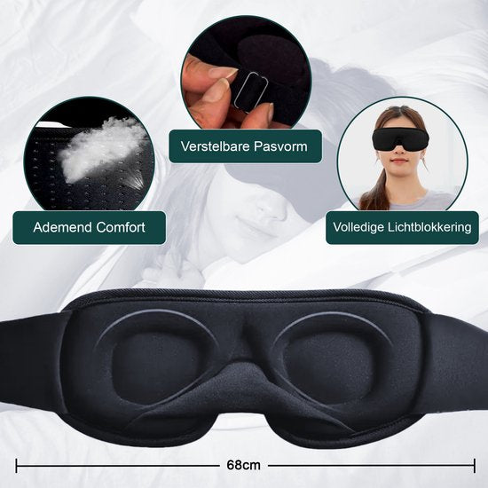 Novalance - Luxus Schlafmaske - 3D Ergonomisch - 100% Verdunkelung - Memory Schaumstoff - Schlafmaske - Augenmaske