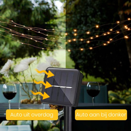 Happy Goods Solar Gartenbeleuchtung - 200 LED Lichterkette für den Außenbereich - 20 m - Lichterkette - Außenbeleuchtung Girlande - Lichterketten