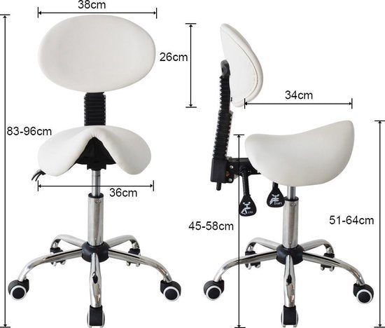 Sattelhocker ergonomische Rückenlehne kippbar - Barbierhocker - tabouret - höhenverstellbar