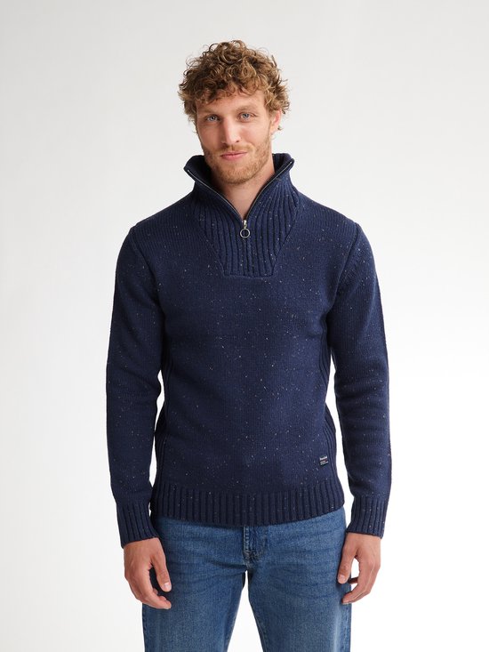 Petrol Industries – Herren-Strickpullover „Denver“ mit halbem Reißverschluss – Blau – Größe L