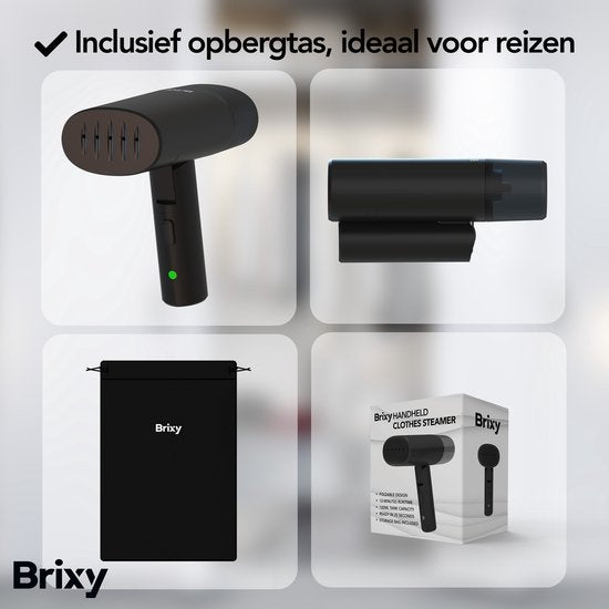 Brixy Clothes Steamer - Leistungsstarke Hand Steamer - Steamer Kleidung und Möbel - Inklusive Aufbewahrungstasche - Anthrazit