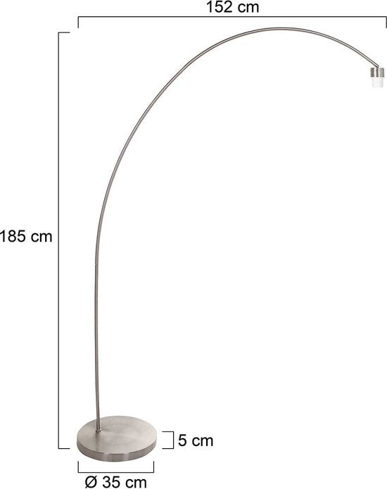 Mexlite Bogenlampe Solva - Höhe 185 cm - Metall - Grau
