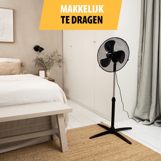 Standventilator 40 cm - 45W - 3 Geschwindigkeiten - 85° Oszillation - Höhenverstellbar - Tristar VE-5756 - Schwarz