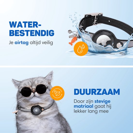 Vulpes Goods® Pets - Katzenhalsband geeignet für Apple AirTag - Apple Airtag Cat Collar Pro - Sicher, leicht, reflektierend & komfortabel - Kratzfest und wasserabweisend - Inkl. 3 Zubehörteile - 23.5-30.5 CM - S
