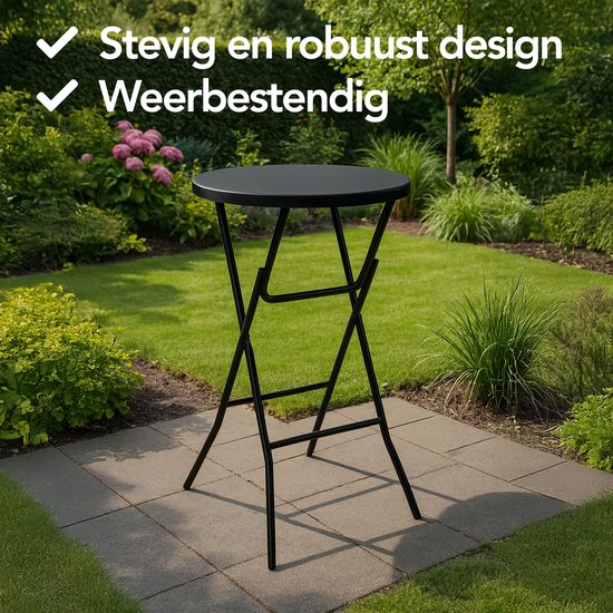 Brixy 2x Stabiler Schwarzer Bartisch - Partytisch - Stabil und wetterfest - Zusammenklappbar - 80cm x 110cm - Party