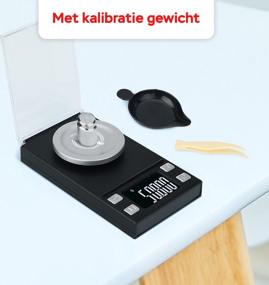 Kitchenwell digitale Mini-Präzisionsküchenwaage - 0,001 bis 100 Gramm - 11,0 x 6,3 cm - batteriebetriebene Taschenwaage - Küchenwaage