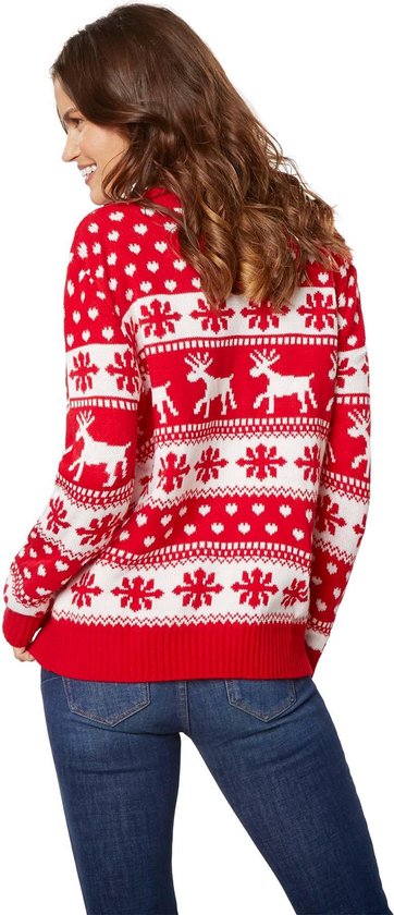 Dressforfun Weihnachtspulli Winterzauber rot und weiß für Damen L - Kleid Kostüm Halloween Kostüm Karneval Kostüm Fasching Partykleidung - 303332
