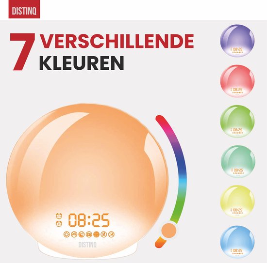 DistinQ Wake-Up Light - Radiowecker mit doppelter Weckzeit - Einschlafhilfe mit USB-Anschluss