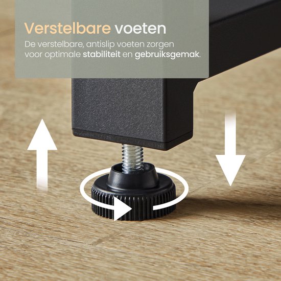 O'DADDY® Schreibtisch mit verstellbaren Füßen - Schreibtisch - Computertisch - Game Desk - Gaming Desk Small - Schreibtischmöbel - 120 x 60 cm - Bücherregal - Computertisch - Braun