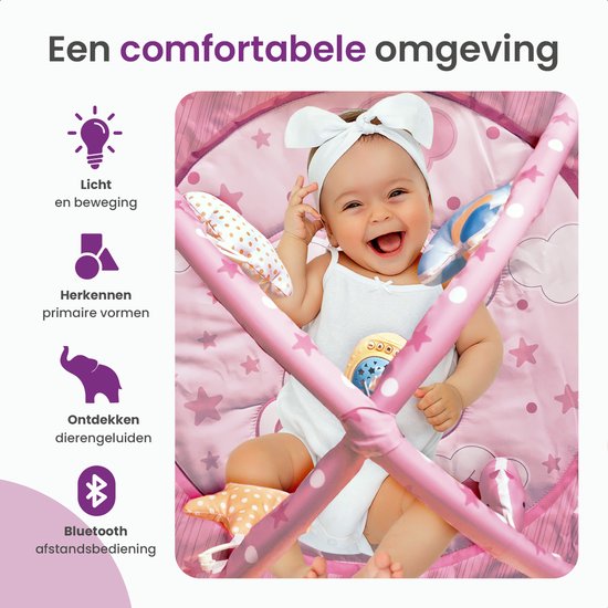 Gofun Babygym - Spielmatte für Babys - Musikalische Spielmatte - Mutterschaftsgeschenk - Aktivitätsteppich - Babyspielzeug - Interaktiv - Lehrreich - 105 x 52 cm - Rosa