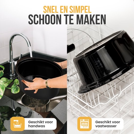 Strex Slowcooker 6.5L - Herausnehmbarer Keramik-Innenbehälter - Warmhaltefunktion - Slow Cooker - Schwarz
