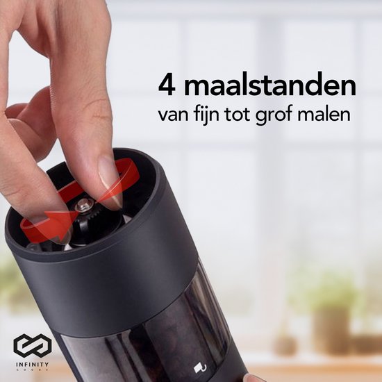 Infinity Goods Elektrisches Pfeffer- und Salzmühlen-Set - Pfeffermühle - Salzmühle - Einstellbares Mahlwerk - Gewürzmühle - Schwarz
