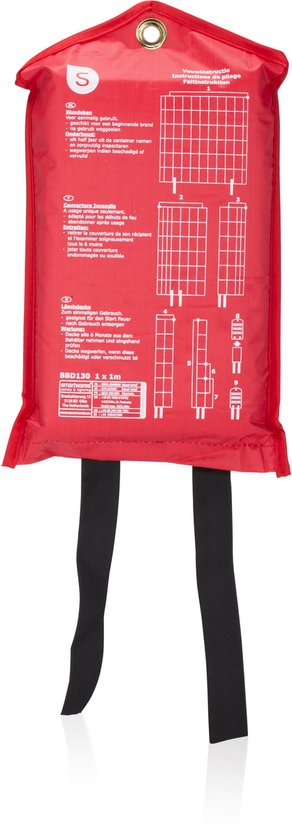 Smartwares 10.014.60 - Feuerlöschdecke Startfeuer - 1x1 Meter - Schnell zu verwenden - Inklusive Aufhängeöse