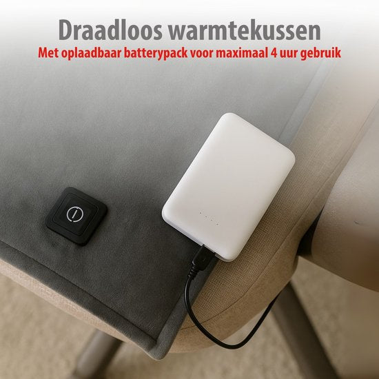 alpina Heizkissen wiederaufladbar - Elektrisches Heizkissen kabellos mit automatischer Abschaltung - Heizkissen für den Stuhl oder für den Außenbereich - Heizkissen für den Stuhl Schwarz