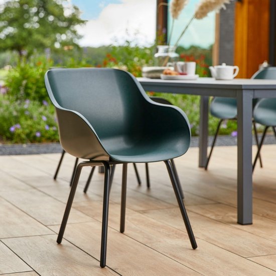 Hartman Sophie elegance Gartenstuhl - Dunkelgrün - 2er Set - schwarzes Rondo Gestell