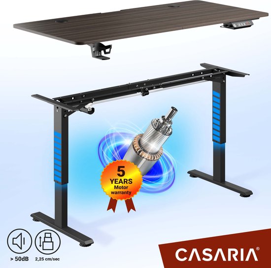 Casaria Sitz-Steh-Schreibtisch - Höhenverstellbar Elektrisch - 140x60cm Braun