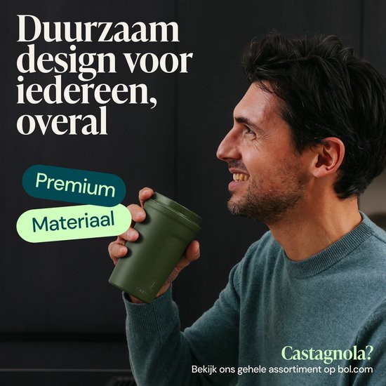 Castagnola Thermosbecher - Kaffeebecher To Go - Reisebecher für Kaffee und Tee - Teebecher - 380 ML - Edelstahl - Grün
