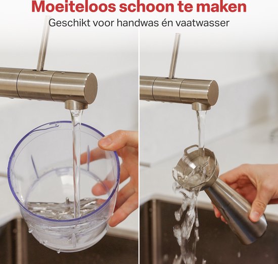 AoraKitchen Stabmixer-Set - 6 Teile - 1000W - Turbo - Milchaufschäumer - Zerkleinerer - Messbecher - Schneebesen