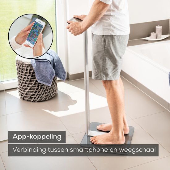 Beurer BF 1000 Superpräzisions-Personenwaage - Umfassende Körperanalyse - Säulenwaage - Beleuchtetes XXL-Display - Bis 200 kg - Kreuzmessung - 8 Elektroden - Bluetooth® - Beurer HealthManager Pro App - Inkl. Batterien - 5 Jahre Garantie