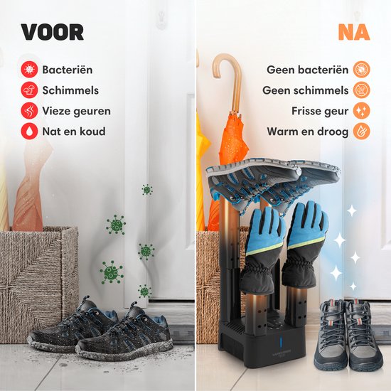 Vulpes Goods® Tech - Schuhtrockner & Schuherfrischer mit Timer - 4-in-1 - Handschuhtrockner - Trocknungsgerät - Trocknungsfunktion - Inkl. 10x Duftfresser - PRO MAX