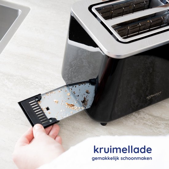 Safecourt Kitchen Toaster - Toaster - 6 Heizstufen - 2 extra breite Schlitze - 920W - Schwarz