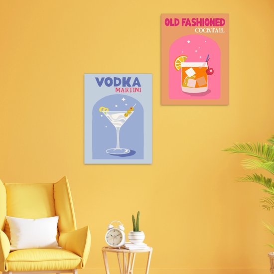 Rubye® Malen nach Zahlen Erwachsene - Wodka Martini - Cocktails - Inklusive Farben und Pinsel - Leinwand Malerei Leinwand - Farben nach Zahlen - Doppel Set - 15x20cm
