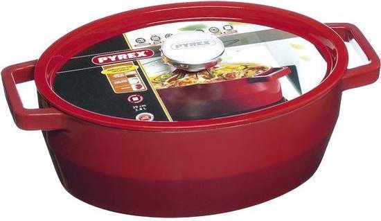 Pyrex Slowcook Kasserolle Oval - Gusseisen - 5,8 Liter - Rot