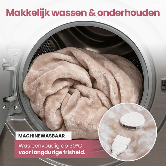 STAUS&BACH Heizdecke 3XL - 2 Personen Oberdecke - Doppelseitige Fleece Sherpa Wärmedecke - Champagner rosa - 180x160 cm PowerNap