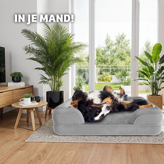 tectake Hundebett - Kissen für große und mittelgroße Hunde - flauschig und waschbar - Hundekorb mit Memory Foam - Hundebox - Hundeliege - Hundekorb - Hundekissen L (91 x 68 x 18 cm)