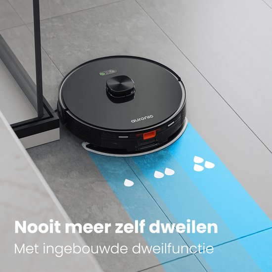 Auronic Staubsaugerroboter - mit Wischfunktion - WiFi und App - Ladestation - Haustiere - Wischroboter - Lasernavigation - automatische Entleerungsstation - Schwarz