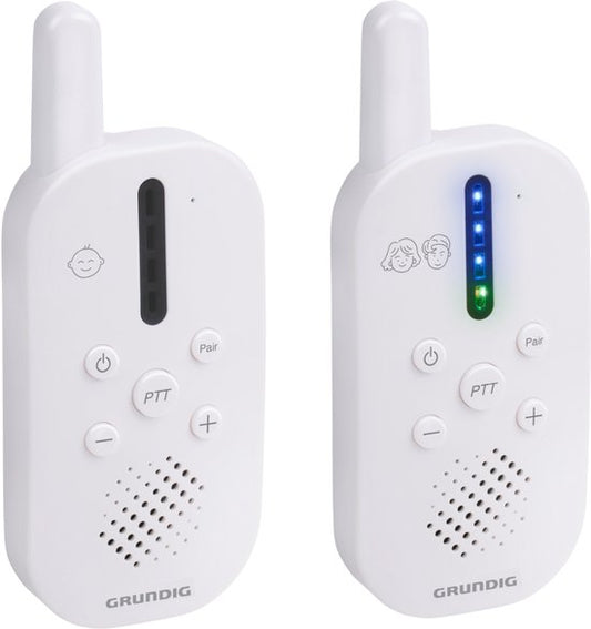 Grundig DECT-Audio-Babyphone – Babyphone mit einer Reichweite von 150 m – Eltern- und Babygerät – mit LED-Geräuschanzeige und Gegensprechfunktion – Zubehör für das Kinderzimmer – Weiß