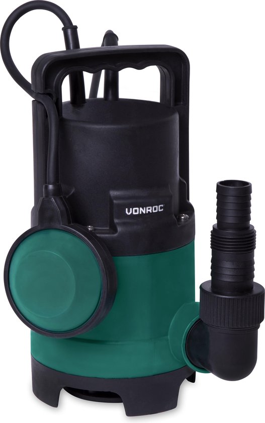 VONROC Tauchpumpe/Wasserpumpe 400W - 8000l/h - Für schmutziges und sauberes Wasser - Mit Schwimmer