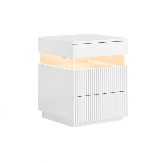 SoBuy Nachttisch mit 3 Schubladen, modern, für Schlafzimmer und Wohnzimmer, 41 x 40 x 52 cm, weiß, FBT167-E-W