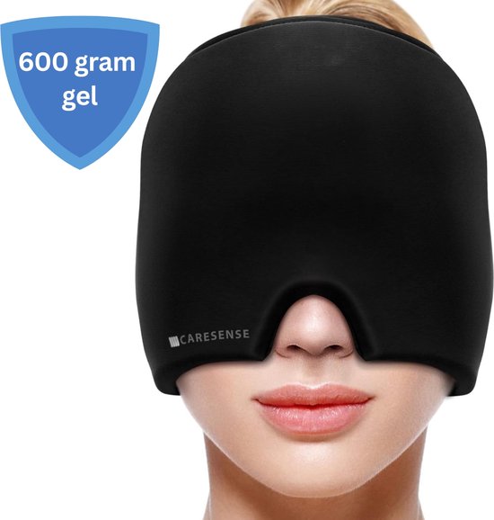 Caresense Migräne-Maske - Migräne-Mütze - Kopfschmerz-Maske - Wärme- und Kältetherapie - Wärme-/Kältepackung - 600 Gramm