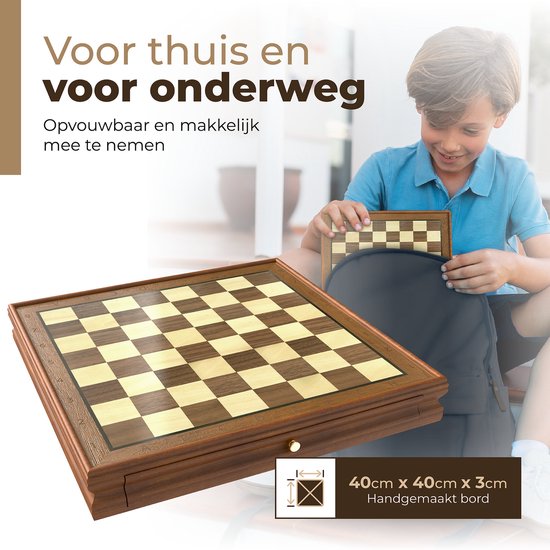 Windsor - Luxus-Schachbrett - mit Schachfiguren - 35 cm - Anmerkungen - Schachspiel - Magnetisches Schachspiel - Schachspiel - Holz