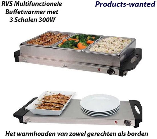 Excellent Electrics - Elektrischer 2 in 1 Buffetwärmer aus Edelstahl (300W)