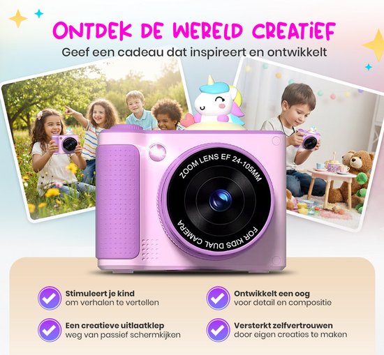 K&L Digitale Kinderkamera Kinder 32GB - Kinder Vlog Kamera - Kinderkameras Digital - Fotokamera Kinder - Kinderkamera