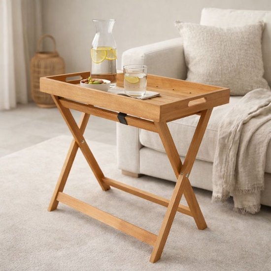 Ceruzo Beistelltisch Malibu - klappbar - Tablett - 50 cm - Paulownia Holz
