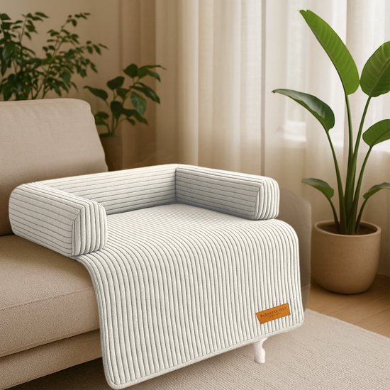 By Cee Cee Original Hundedeckenbank - Hundedeckenbank - Hundekorb - Premium - komplett mit Reißverschluss - Rippengewebe - Beige - 90x90 - Größe M
