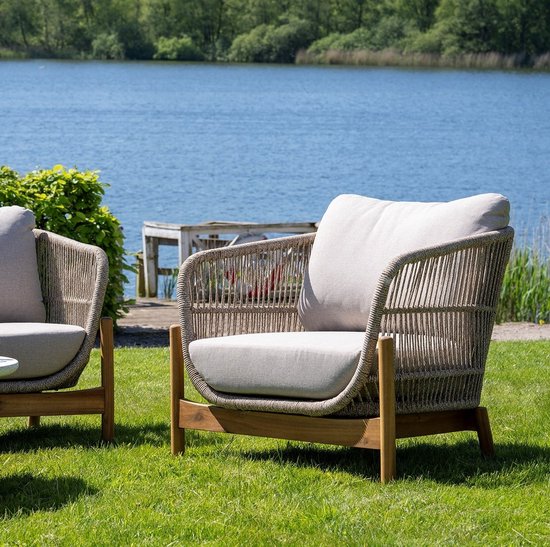 Sessel Braun/Beige - Akazienholz & Textil - 78,5x86x72 cm - Sessel Terracina - House Nordic