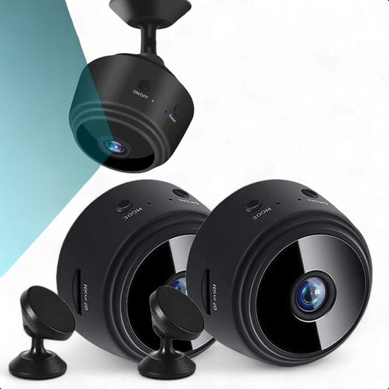 Tech Essentials Mini Hidden Spy Camera - 1080P - Mit WiFi APP - Micro Secret Security Camera - Indoor - Spy - Eavesdropping - Schwarz - 2-Pack
