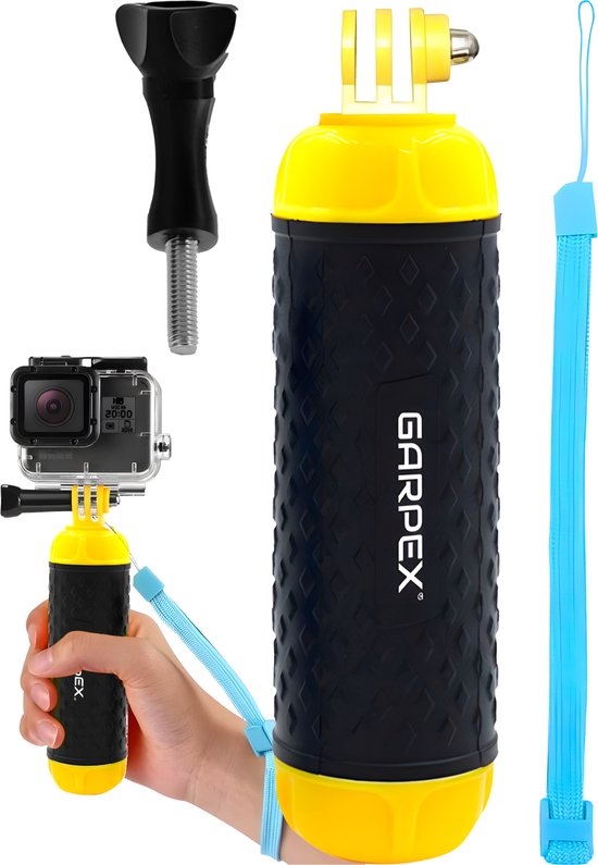 GarpexÂ® Floating Handgrip - Schwimmendes Stativ - Universal - Geeignet für alle Action-Kameras - Selfie Stick - Inklusive verstellbarer Handschlaufe und Daumenschraube