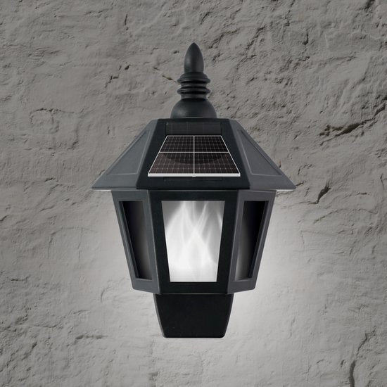 Grundig Solar-LED-Wandleuchte mit Flammeneffekt & Kaltweiß – 2 Modi – Solarbetrieb – IP44 – 6–8 Stunden