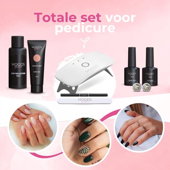 Moods Gellac - Luxus Polygel Set - Polygel Nägel Starter Pack - Inklusive UV LED Lampe - 6 Farben - The Nude
