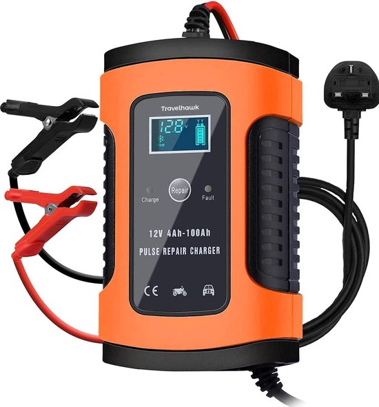 Travelhawk Batterieladegerät - Erhaltungsladegerät - Autobatterieladegerät - Geeignet für Motorrad, Auto, Roller - 12V 6A