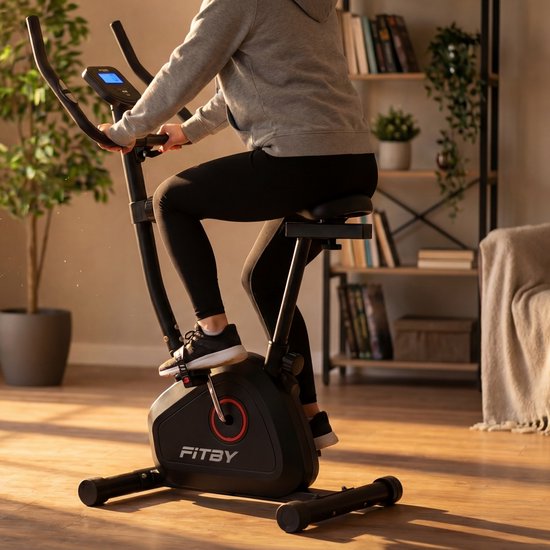 Fitby Heimtrainer - Heimtrainer - Heimtrainer Fitness - 8 Widerstandsstufen - Mit Herzfrequenzfunktion - 100 KG - Schwarz