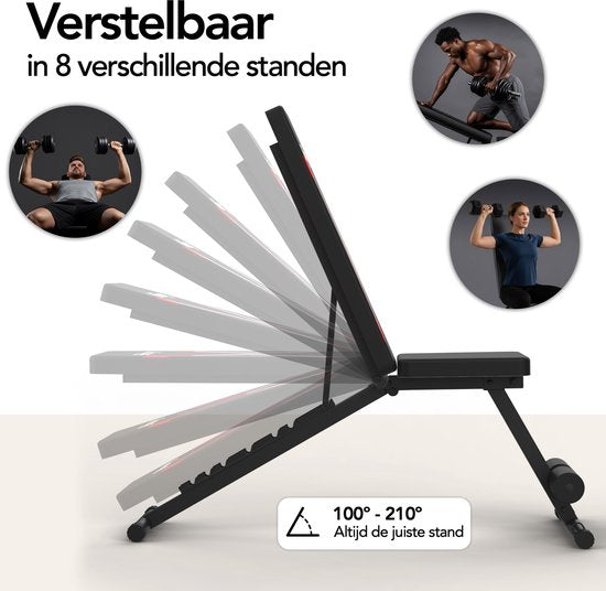 Brixy Fitness Halter Bench - Übung Bank - bis zu 300KG - Bankdrücken Bank - Übung Bank - einstellbar - faltbar - schwarz