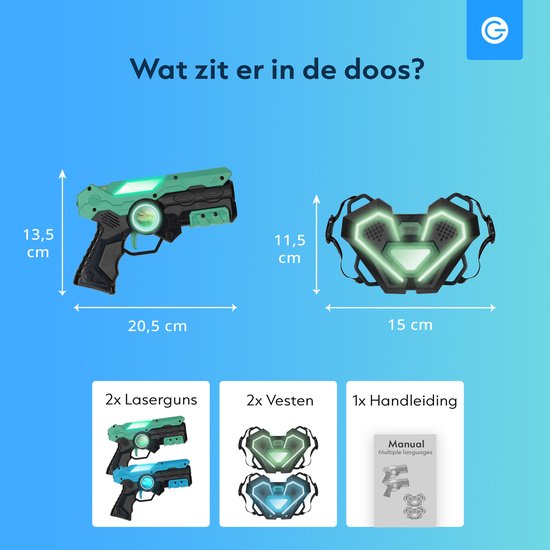 Silvergear Lasergame-Set für Kinder mit 2 Laserpistolen und 2 Westen – Interaktive Spielzeugpistole mit 15 m Reichweite – Schießspiel – Laser-Tag-Battle-Spielzeug für draußen – Geschenk für Jungen und Mädchen – 6, 7, 8, 9, 10, 11, 12, 13, 14, 15, 16 Jahre