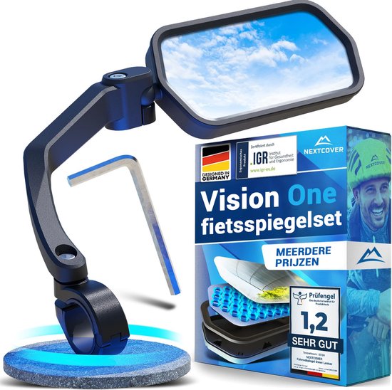 NEXTCOVER® Fahrradspiegel E-Bike rechts mit ProVision Echtglas - Lenker montierter Fahrradspiegel - Fahrradspiegel E-Bike, Rückspiegel Fahrrad und E-Bike