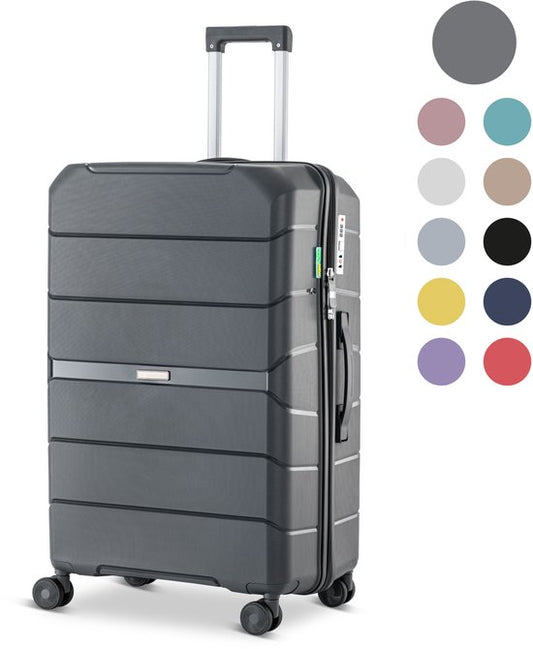 SKYCASES Urban Adventurer - Mittelgroßer Reisekoffer - Zahlenschloss - 44x27x66cm - 78L - Reisekoffer mit Kofferschloss - Spinner-Räder - Anthrazit V2